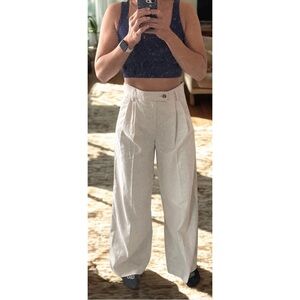 Banana Republic LINEN WIDE-LEG PLEATED TROUSER size 6